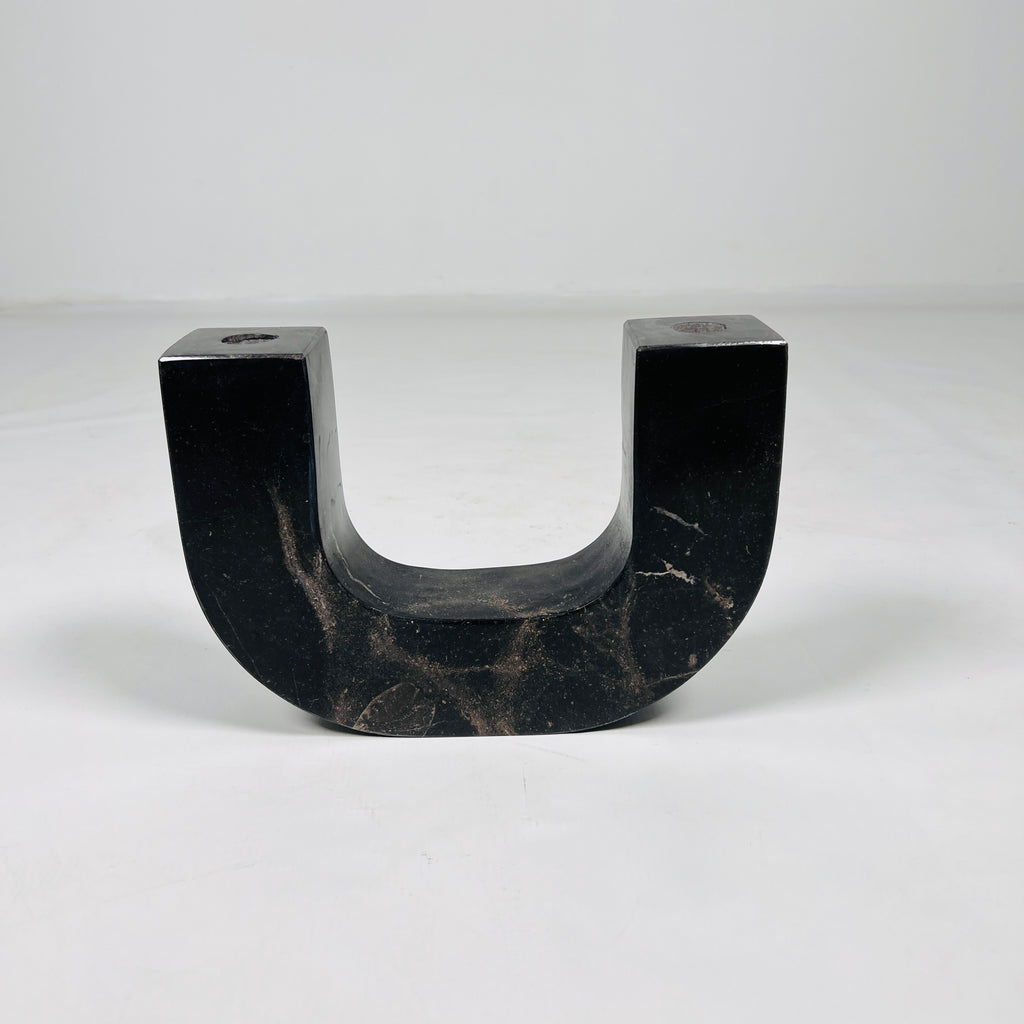 U-Shaped Black Marble Candle Stand