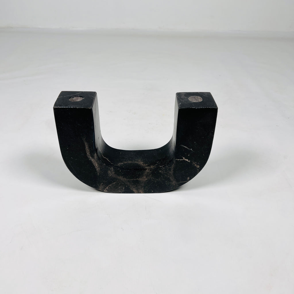 U-Shaped Black Marble Candle Stand