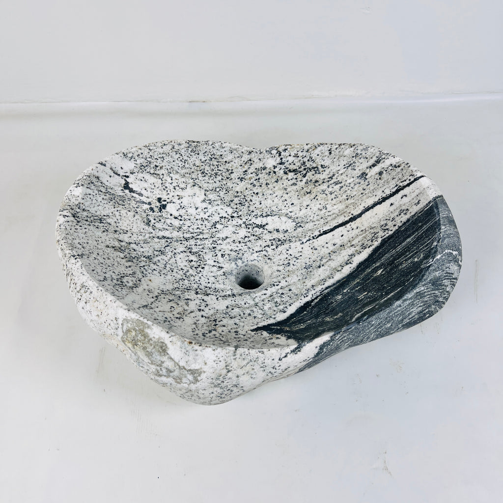 Heart Shaped Grey Dipped River Stone Sink