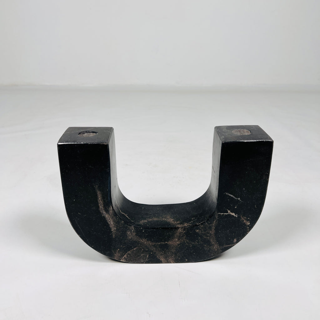 U-Shaped Black Marble Candle Stand