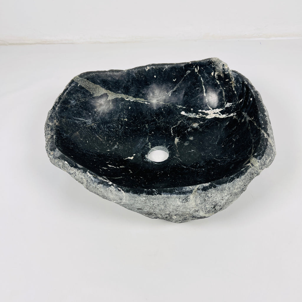 Black Irregular River Stone Sink