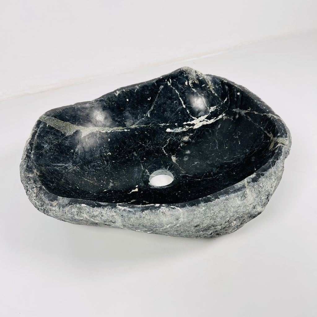 Black Irregular River Stone Sink