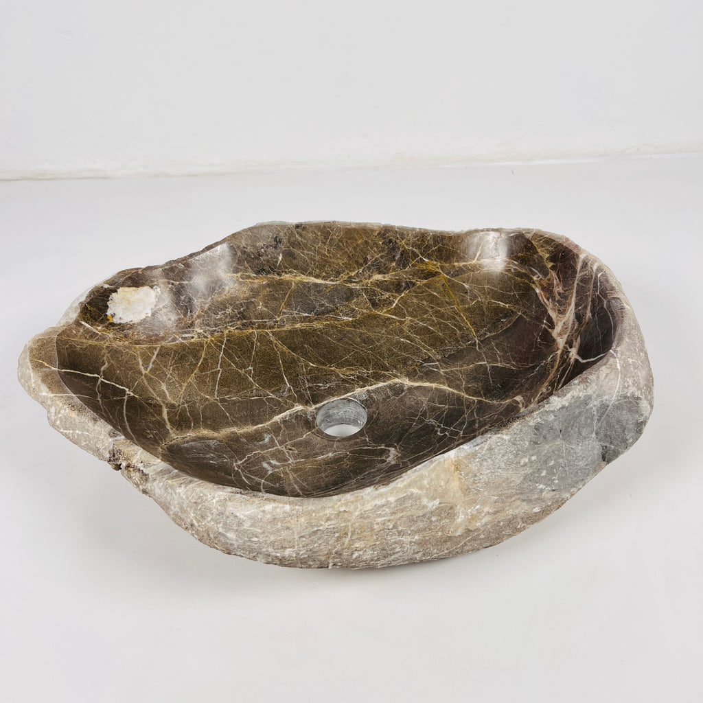 Brown Cracked Riverstone Sink