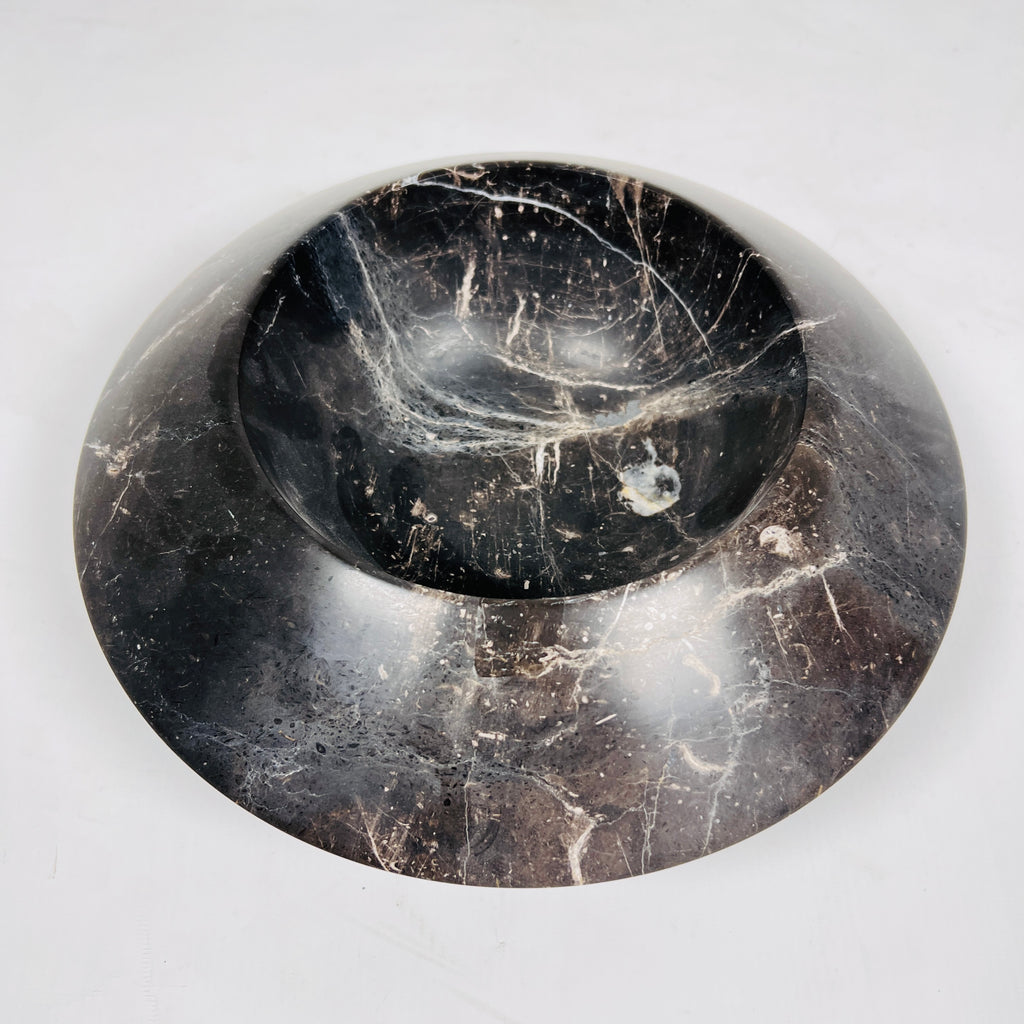 Black With Veins Marble Bowl