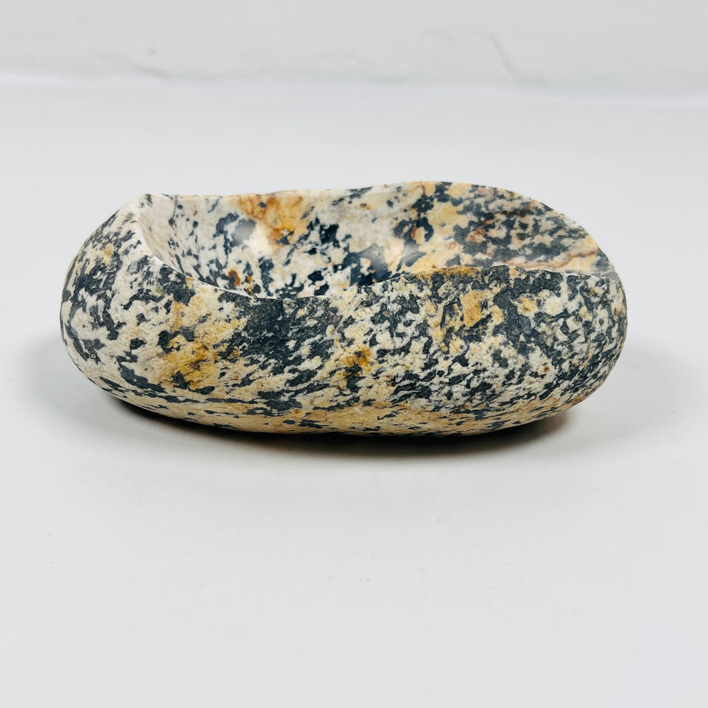 River Stone Black And Amber Spotted Ash Tray