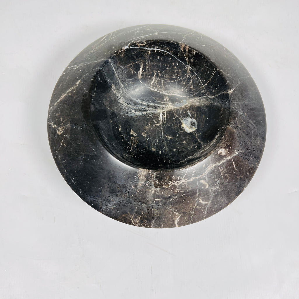 Black With Veins Marble Bowl