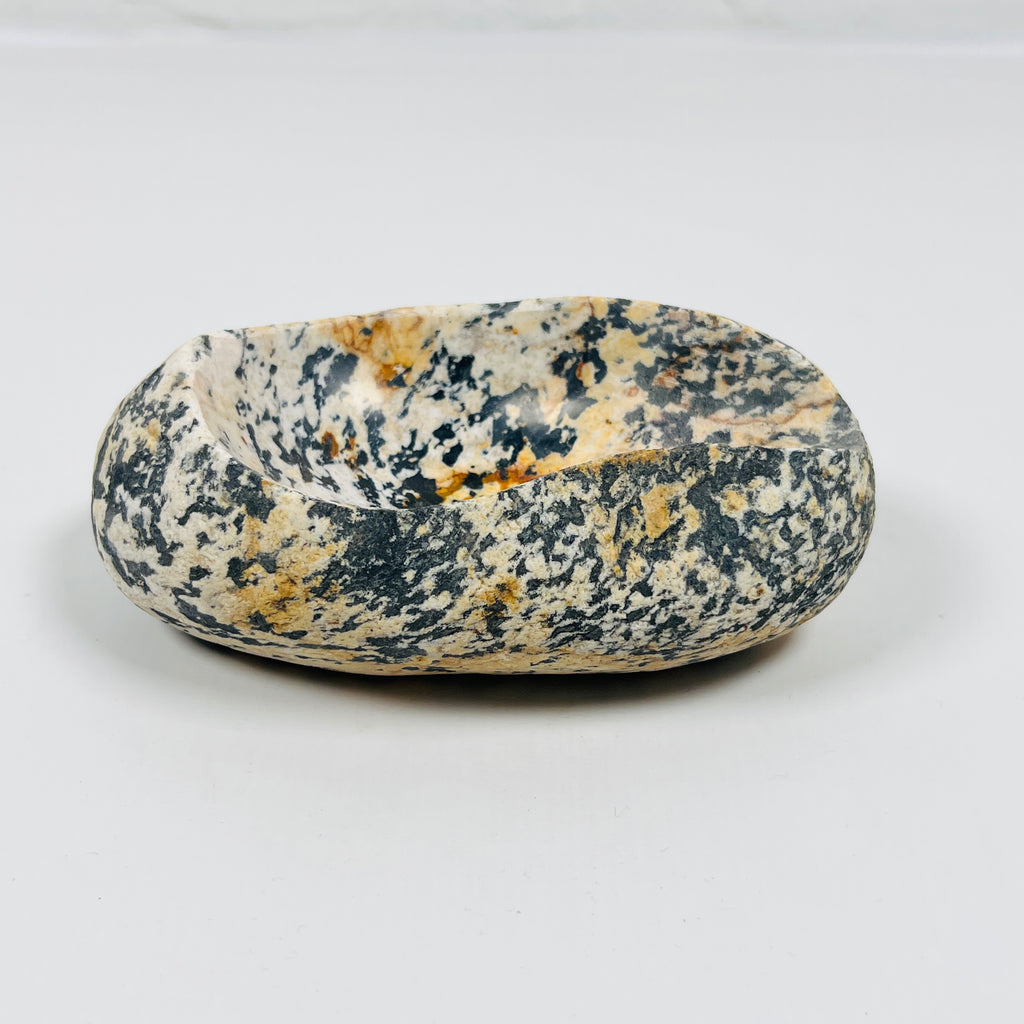 River Stone Black And Amber Spotted Ash Tray