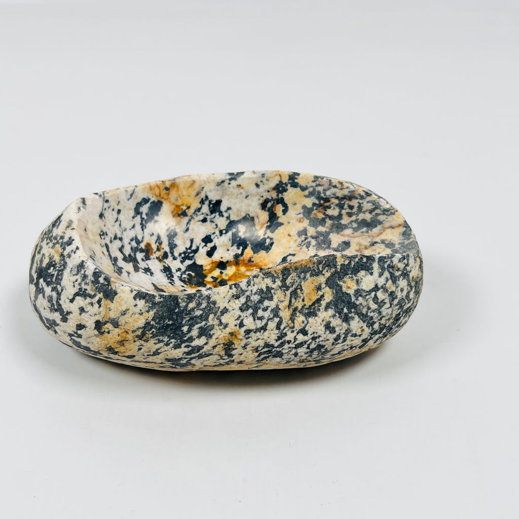 River Stone Black And Amber Spotted Ash Tray