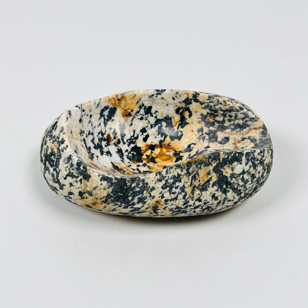 River Stone Black And Amber Spotted Ash Tray