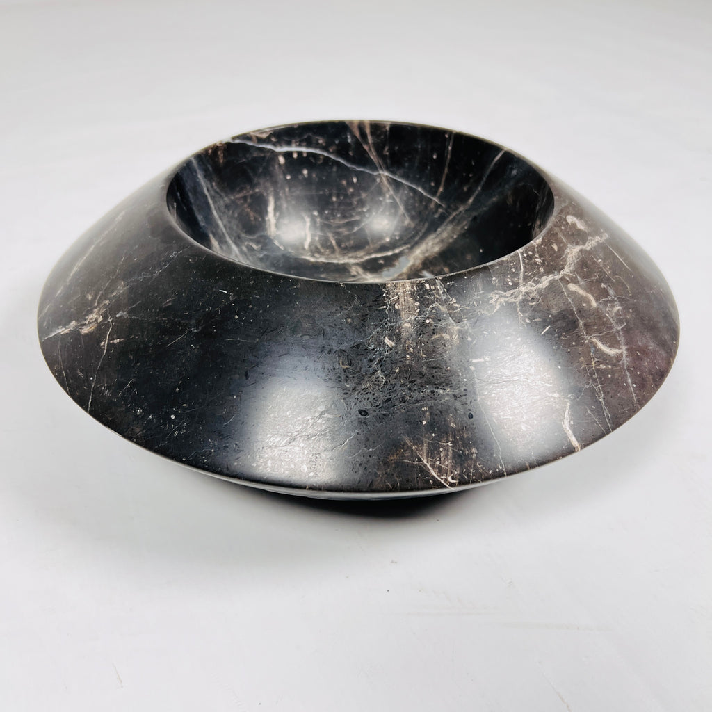 Black With Veins Marble Bowl