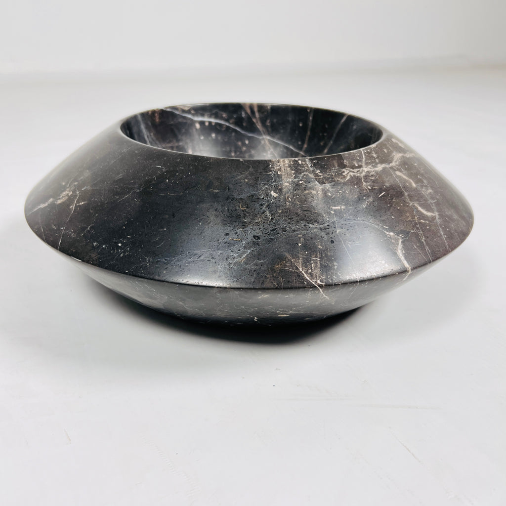 Black With Veins Marble Bowl