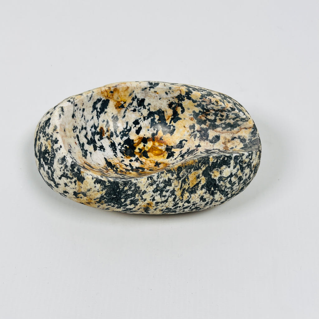 River Stone Black And Amber Spotted Ash Tray