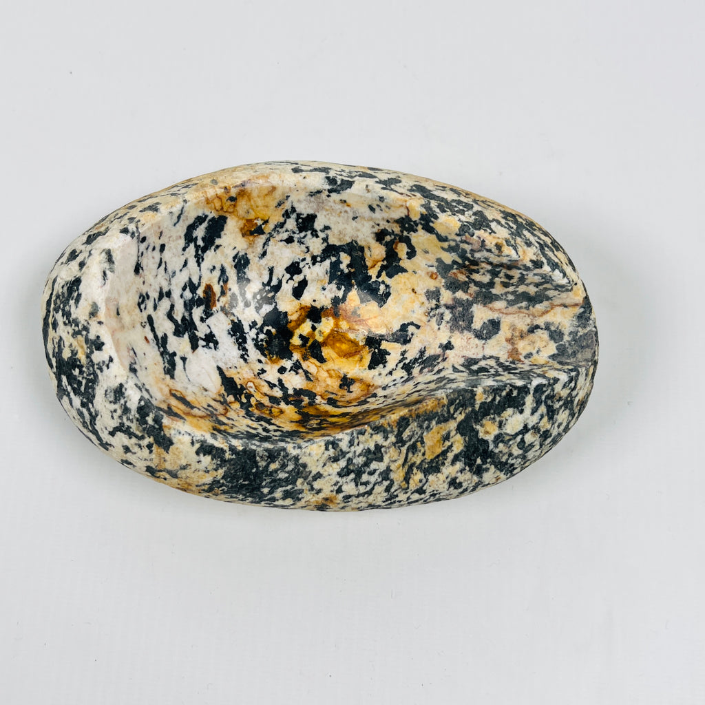 River Stone Black And Amber Spotted Ash Tray