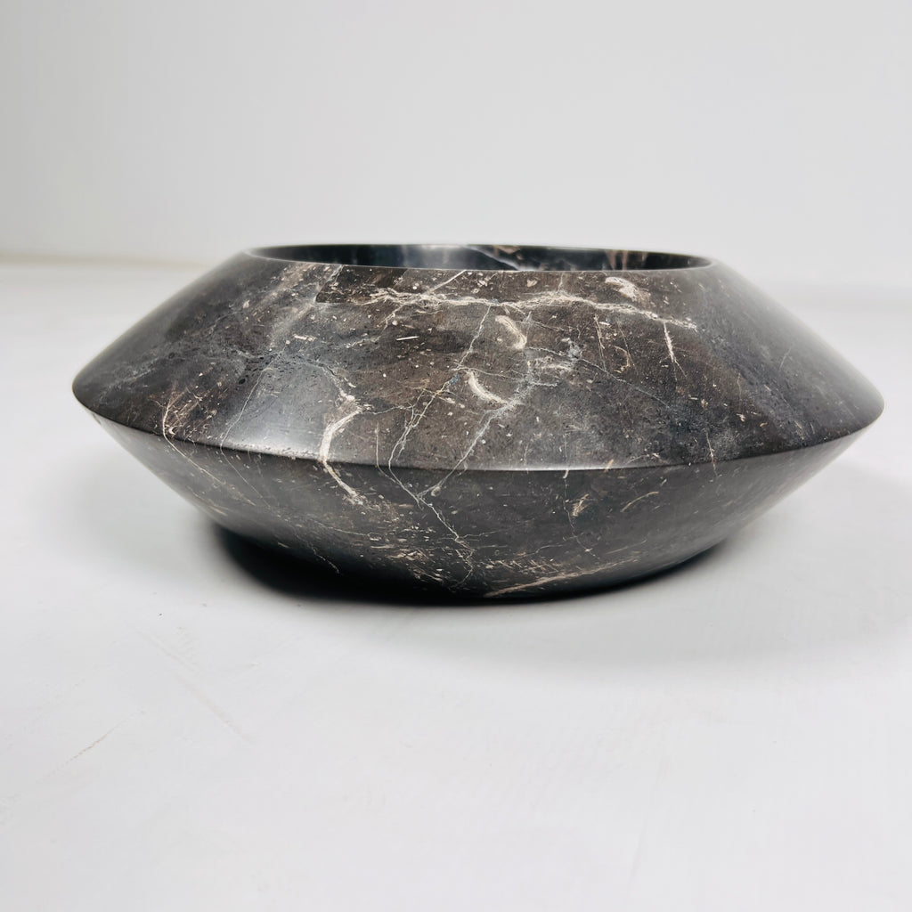 Black With Veins Marble Bowl