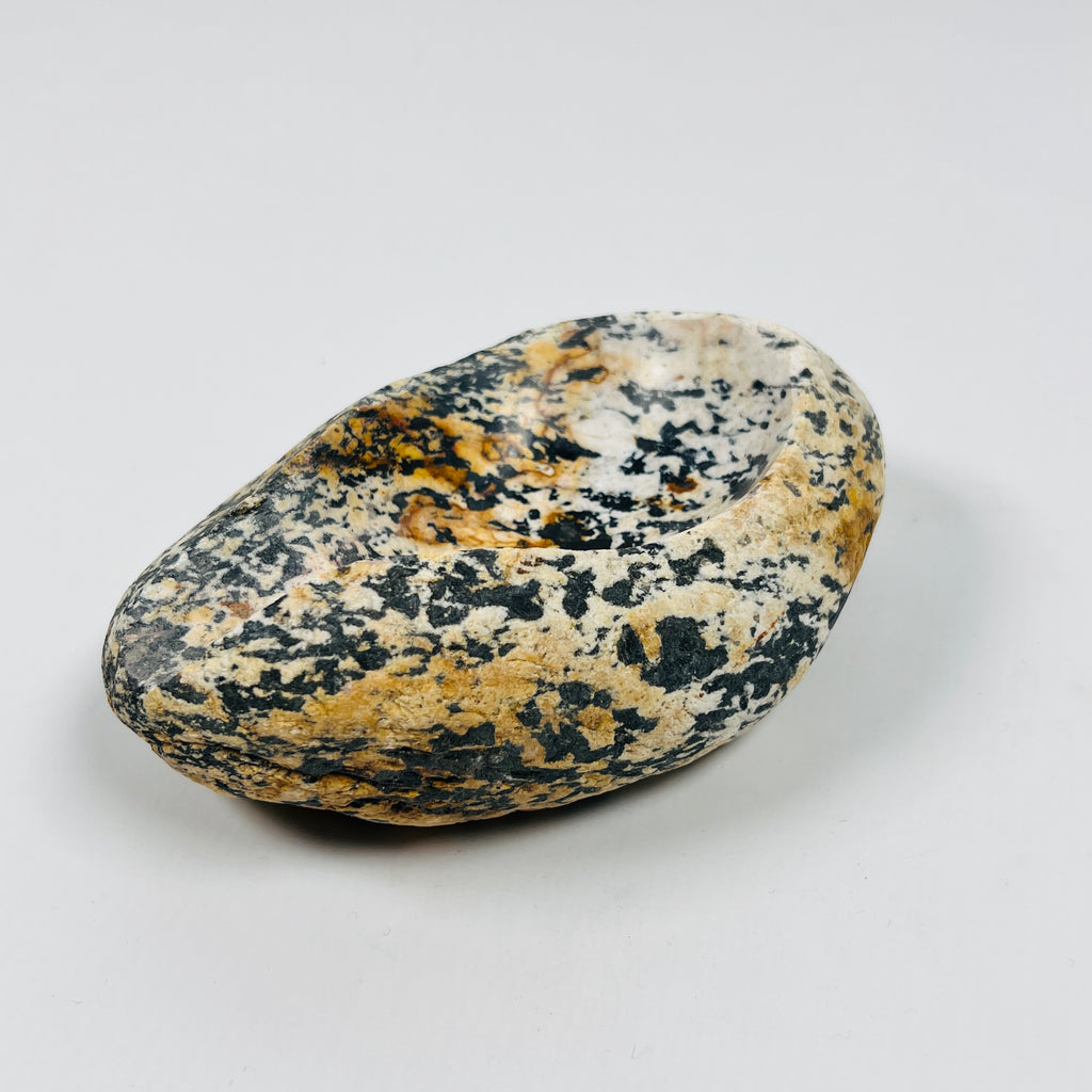 River Stone Black And Amber Spotted Ash Tray