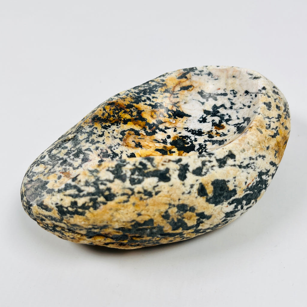 River Stone Black And Amber Spotted Ash Tray