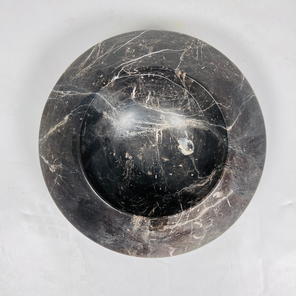 Black With Veins Marble Bowl