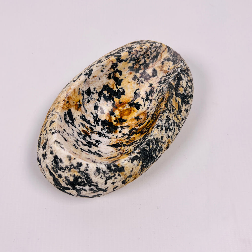 River Stone Black And Amber Spotted Ash Tray