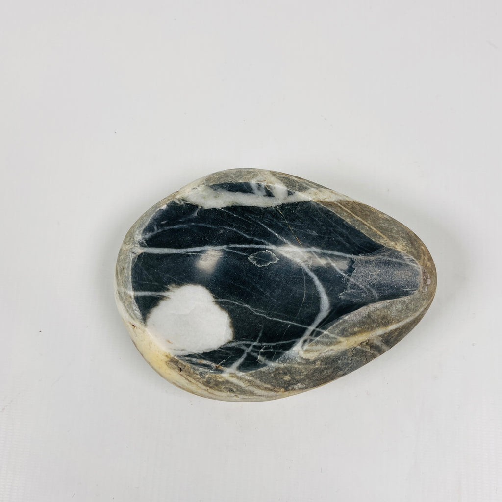 River Stone Deep Blue White Marked Ash Tray