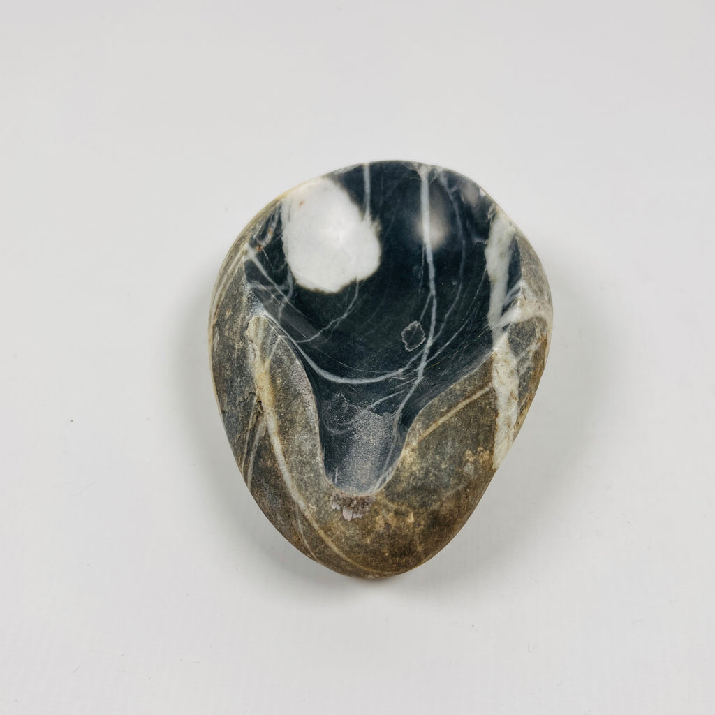 River Stone Deep Blue White Marked Ash Tray