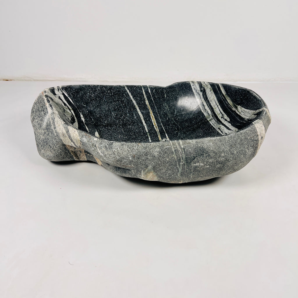 Black White Lined Glazed Stone Sink