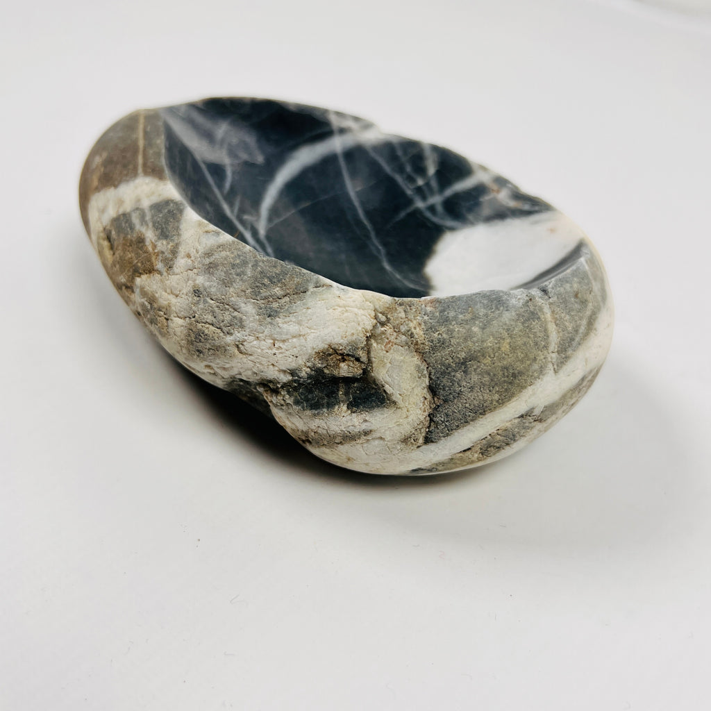 River Stone Deep Blue White Marked Ash Tray