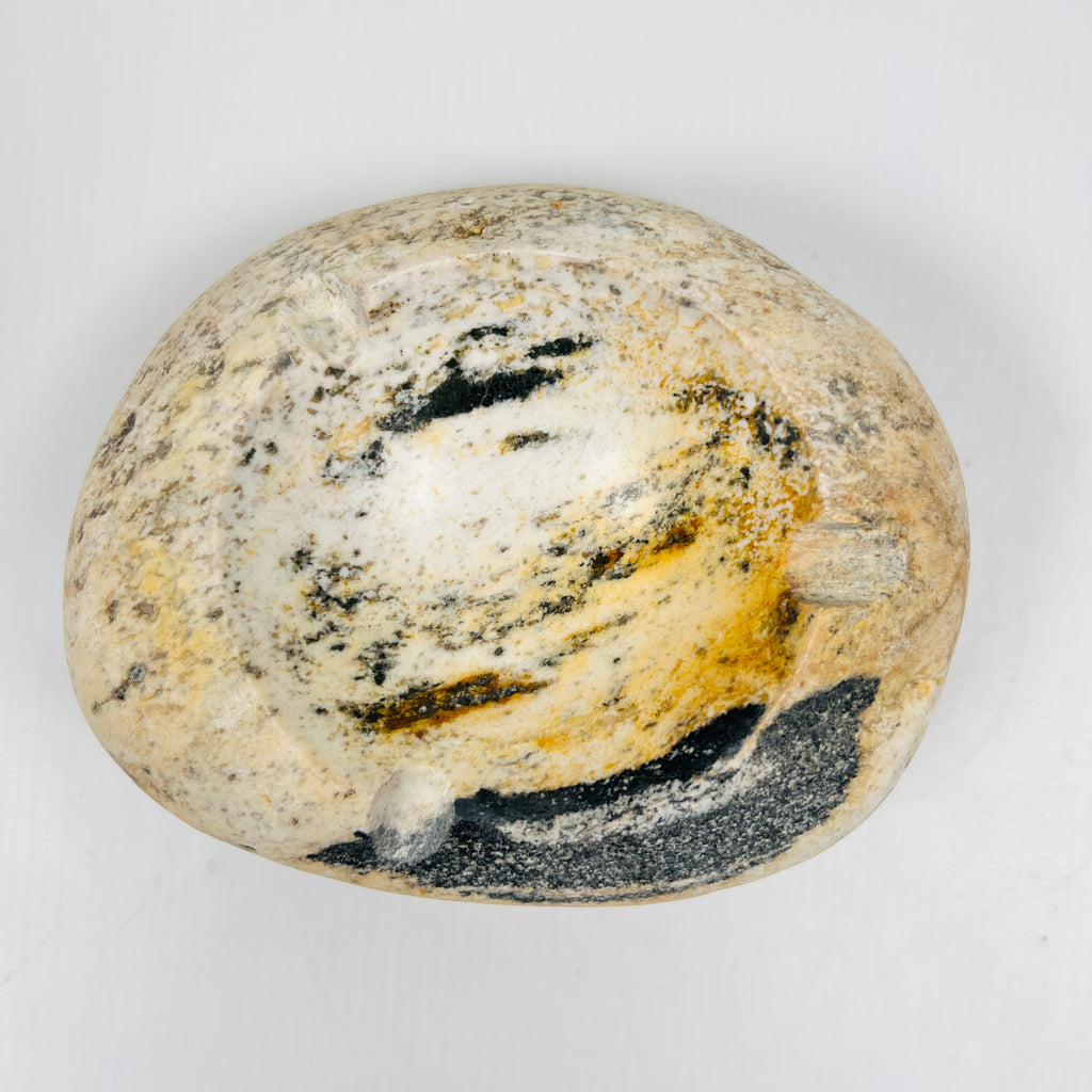 River Stone Eggshell Amber Marked Ash Tray