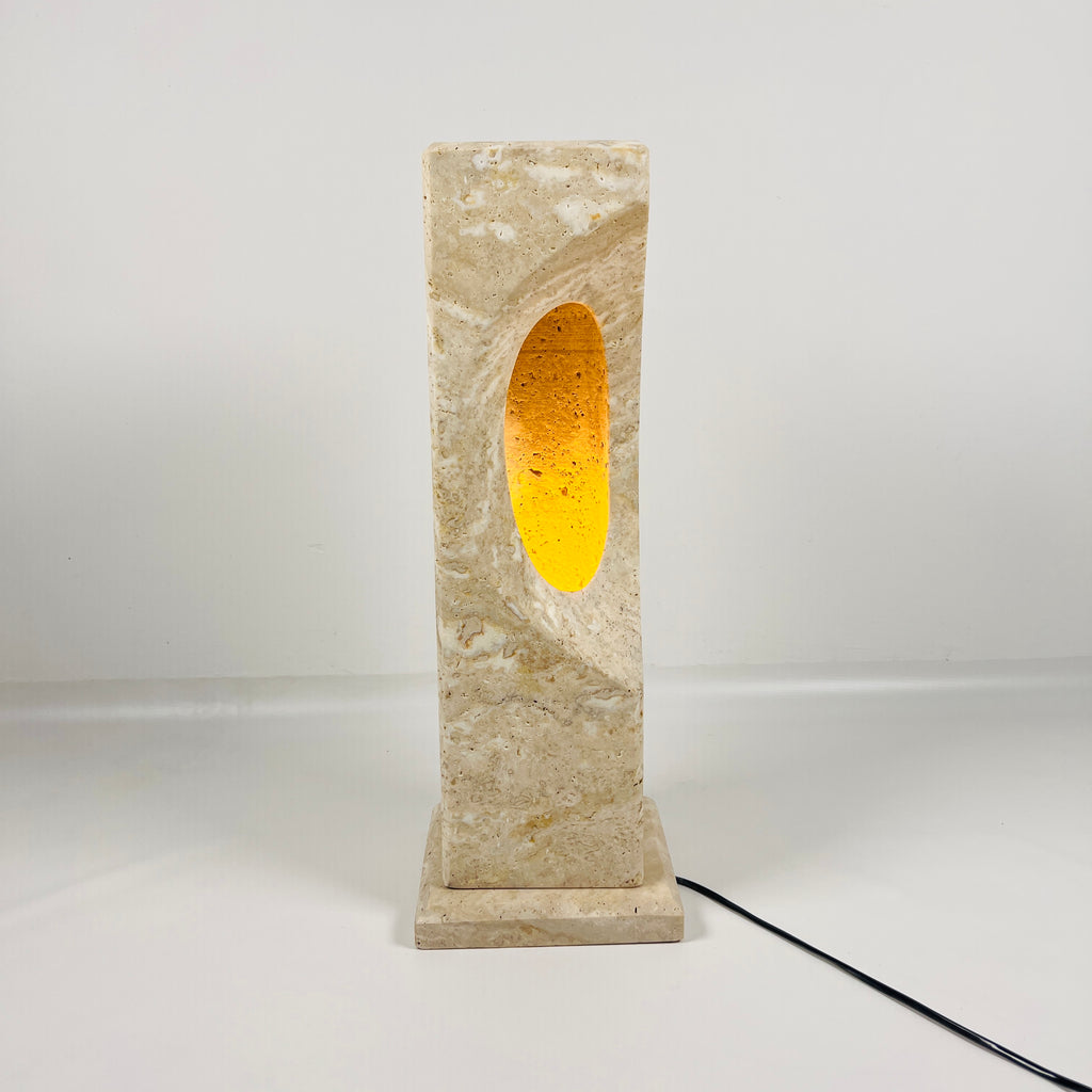 Half Crescent Stone Table Lamp