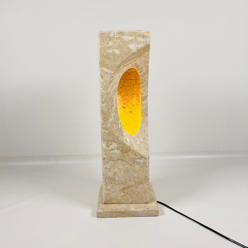 Half Crescent Stone Table Lamp