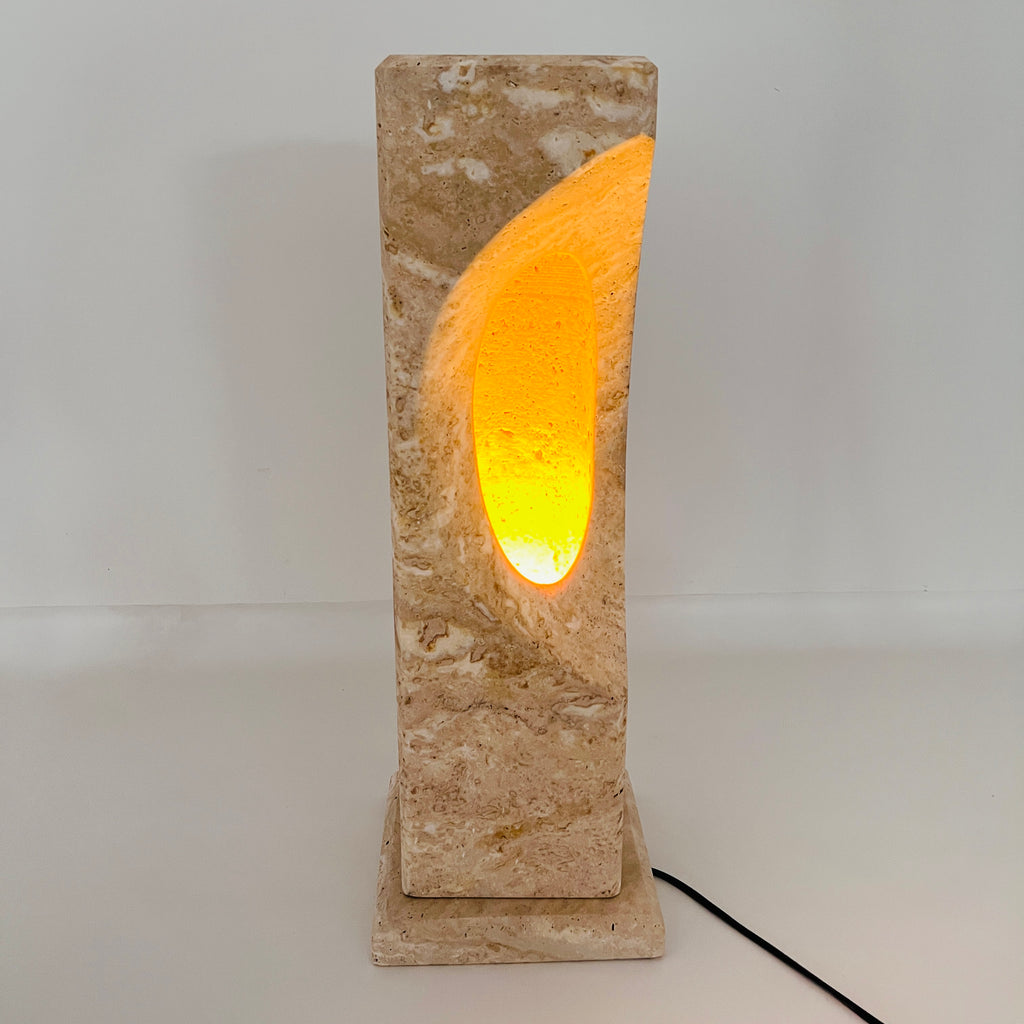 Half Crescent Stone Table Lamp