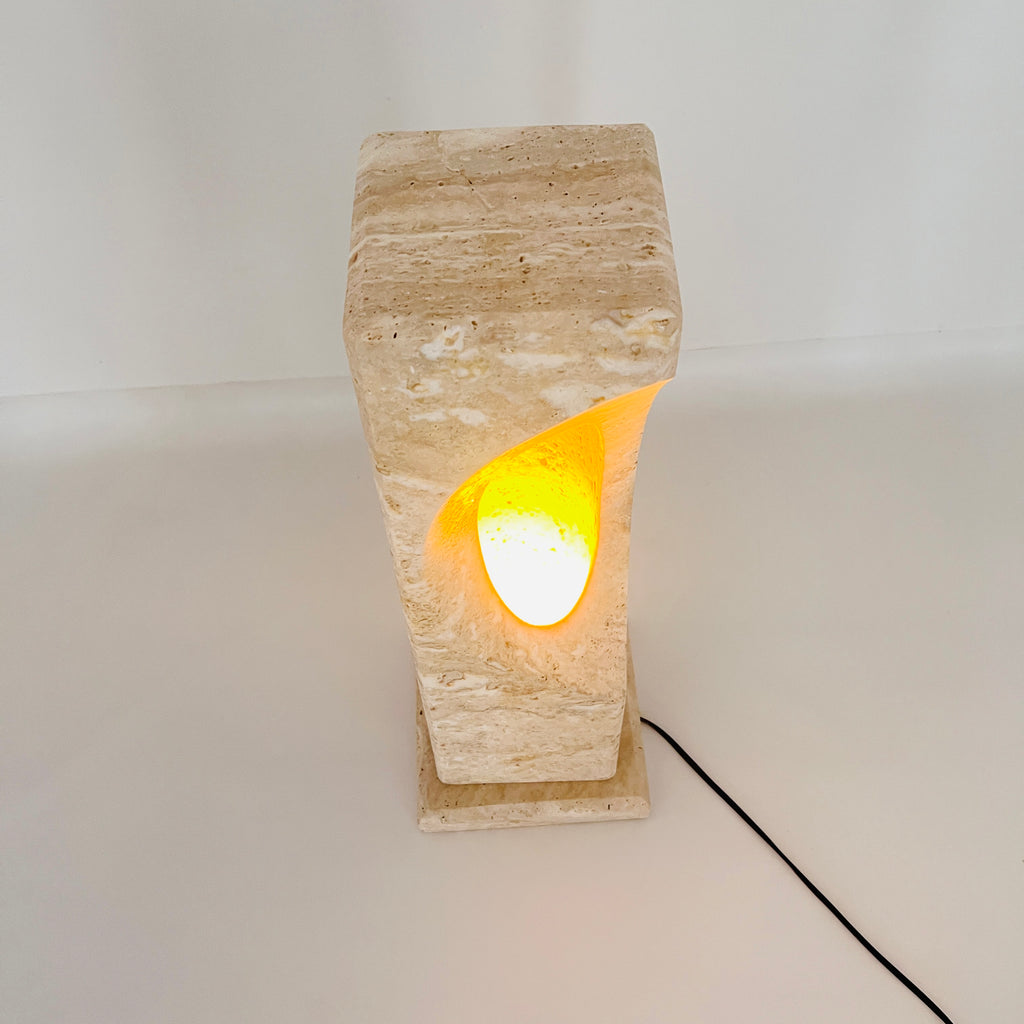 Half Crescent Stone Table Lamp