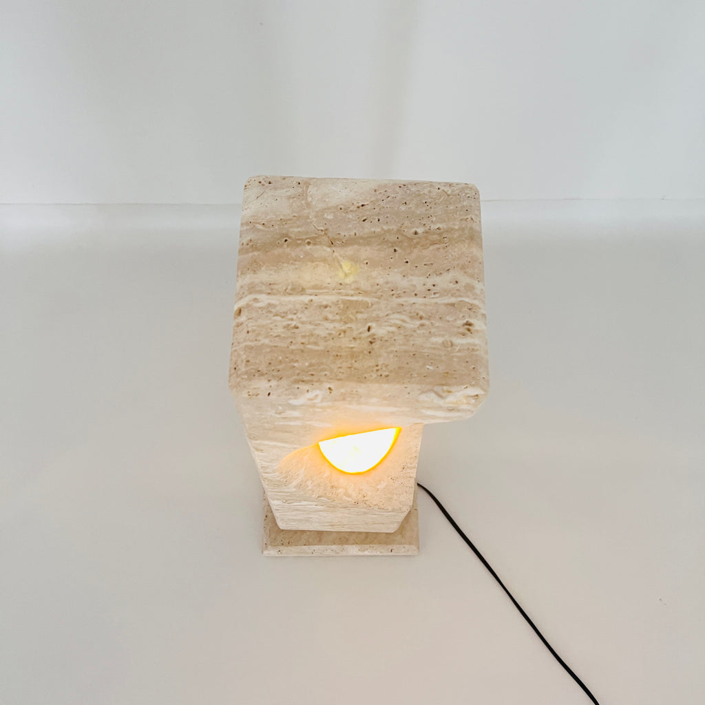 Half Crescent Stone Table Lamp