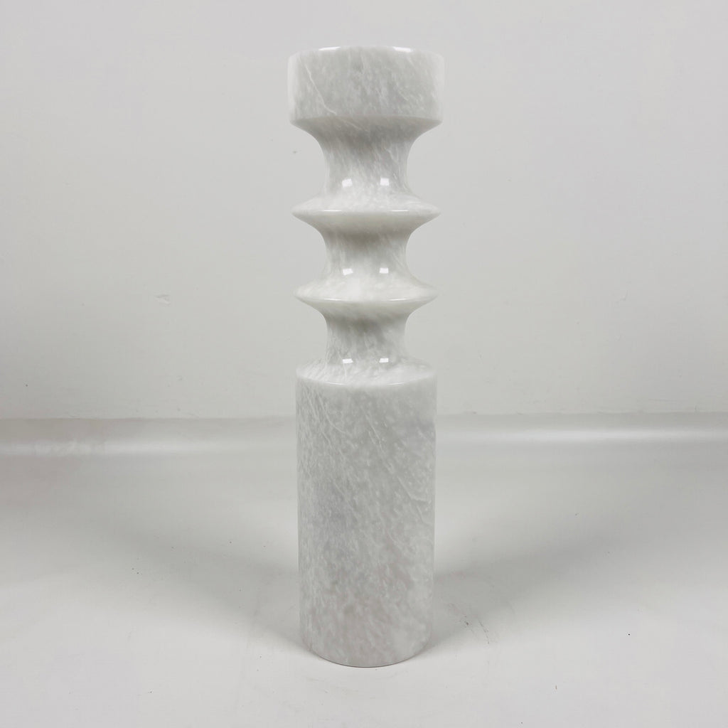 Bulged Disc Light Grey Marble Candle Stand (Large)