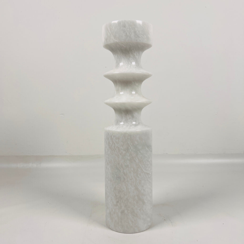 Bulged Disc Light Grey Marble Candle Stand (Large)