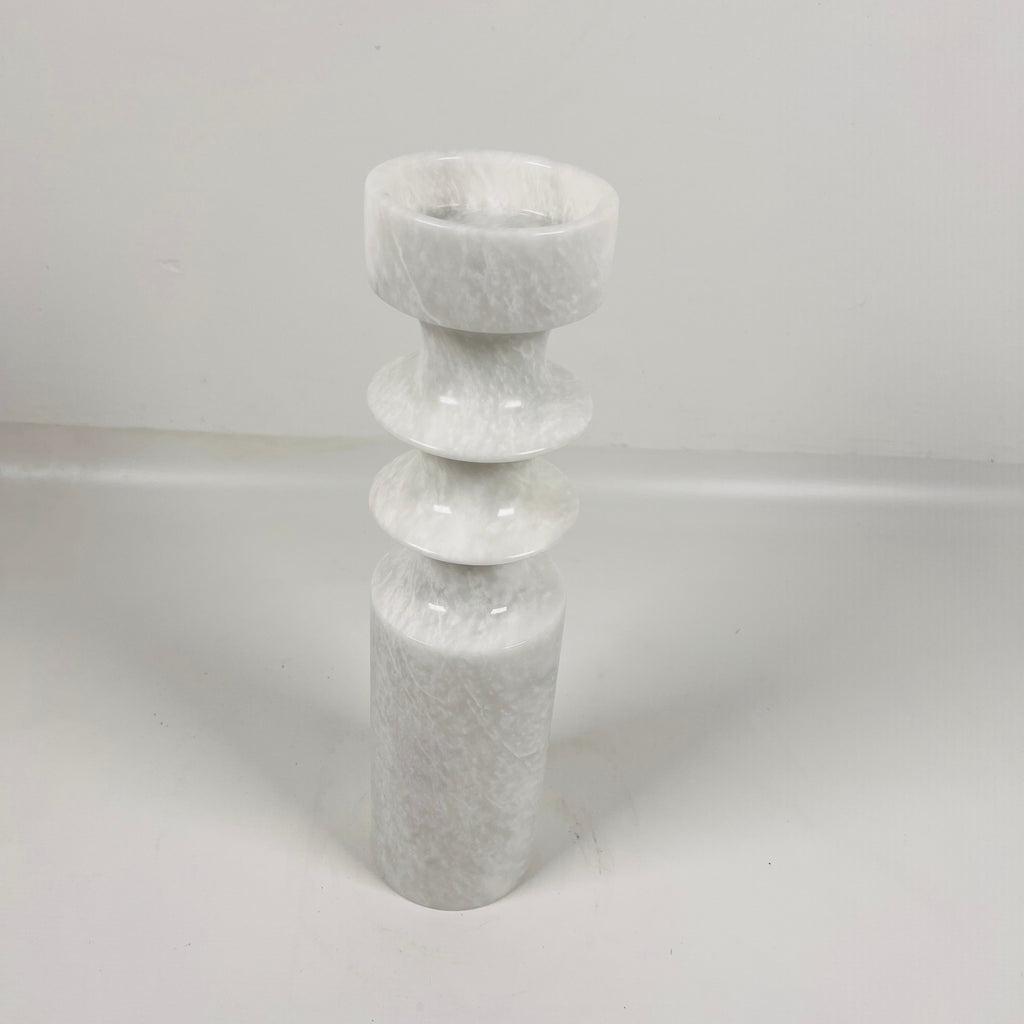 Bulged Disc Light Grey Marble Candle Stand (Large)