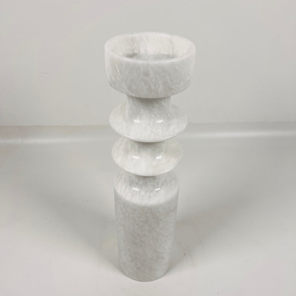 Bulged Disc Light Grey Marble Candle Stand (Large)