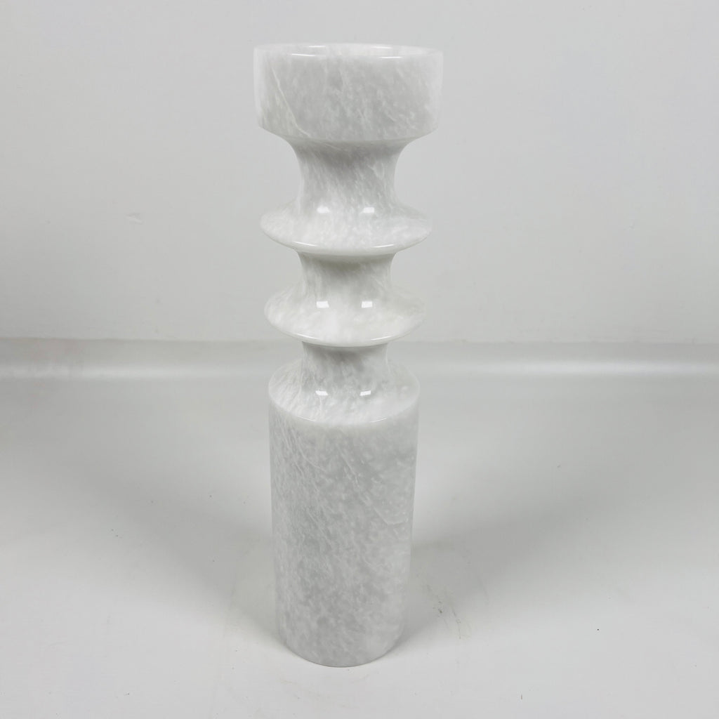 Bulged Disc Light Grey Marble Candle Stand (Large)