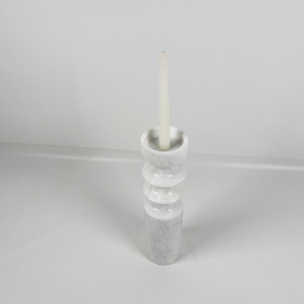 Bulged Disc Light Grey Marble Candle Stand (Large)