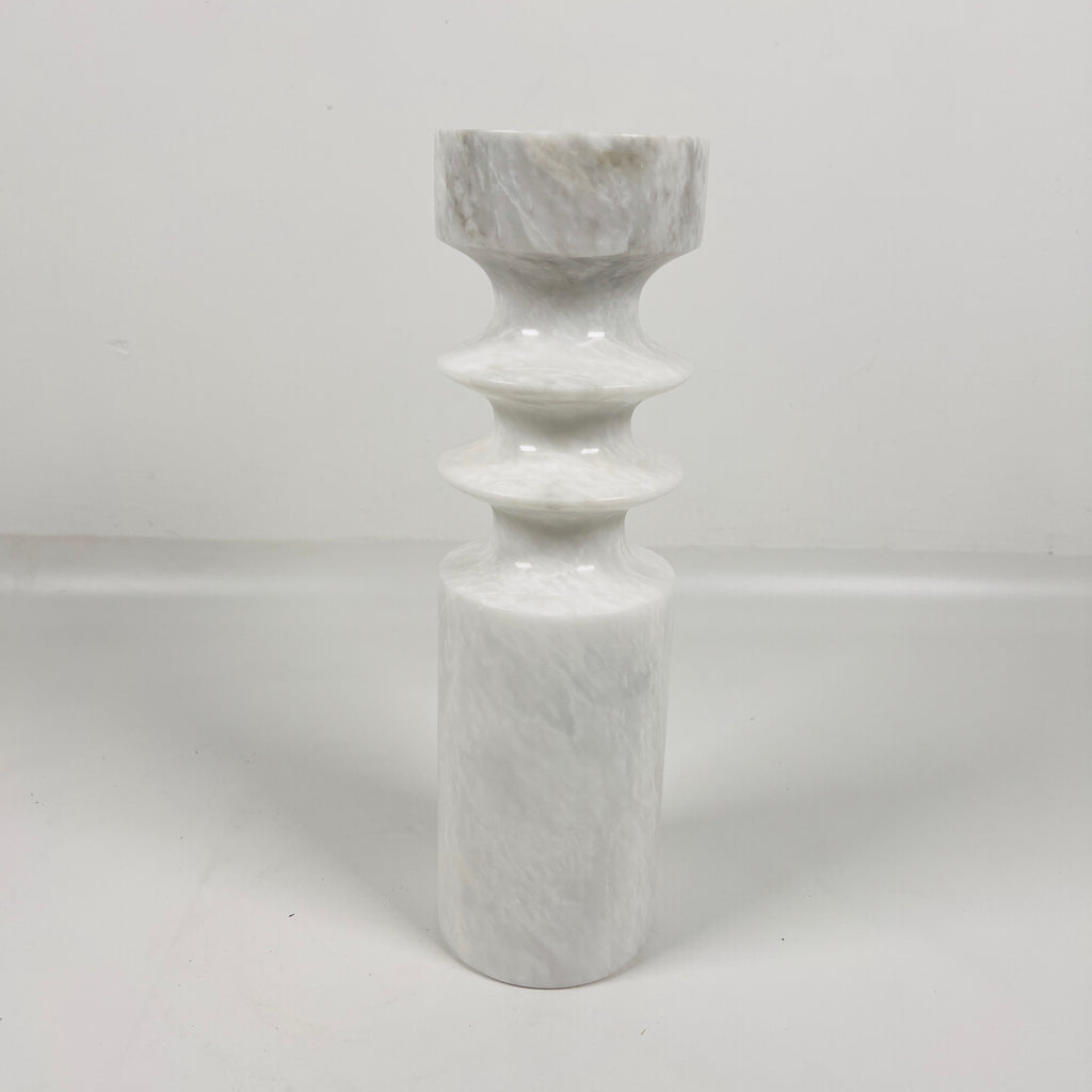 Bulged Disc Light Grey Marble Candle Stand (Medium)