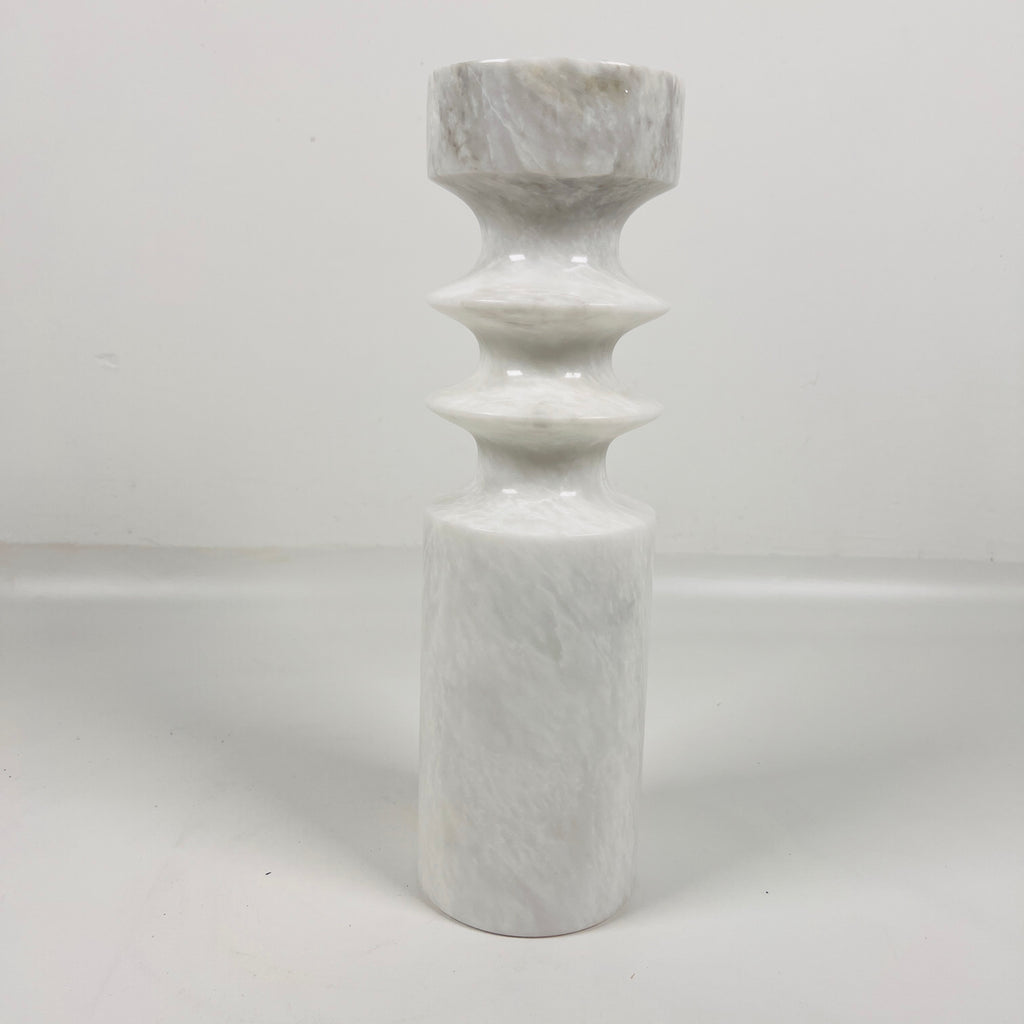 Bulged Disc Light Grey Marble Candle Stand (Medium)