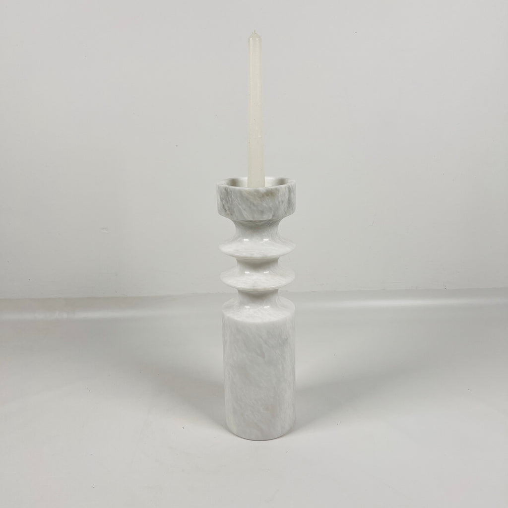 Bulged Disc Light Grey Marble Candle Stand (Medium)