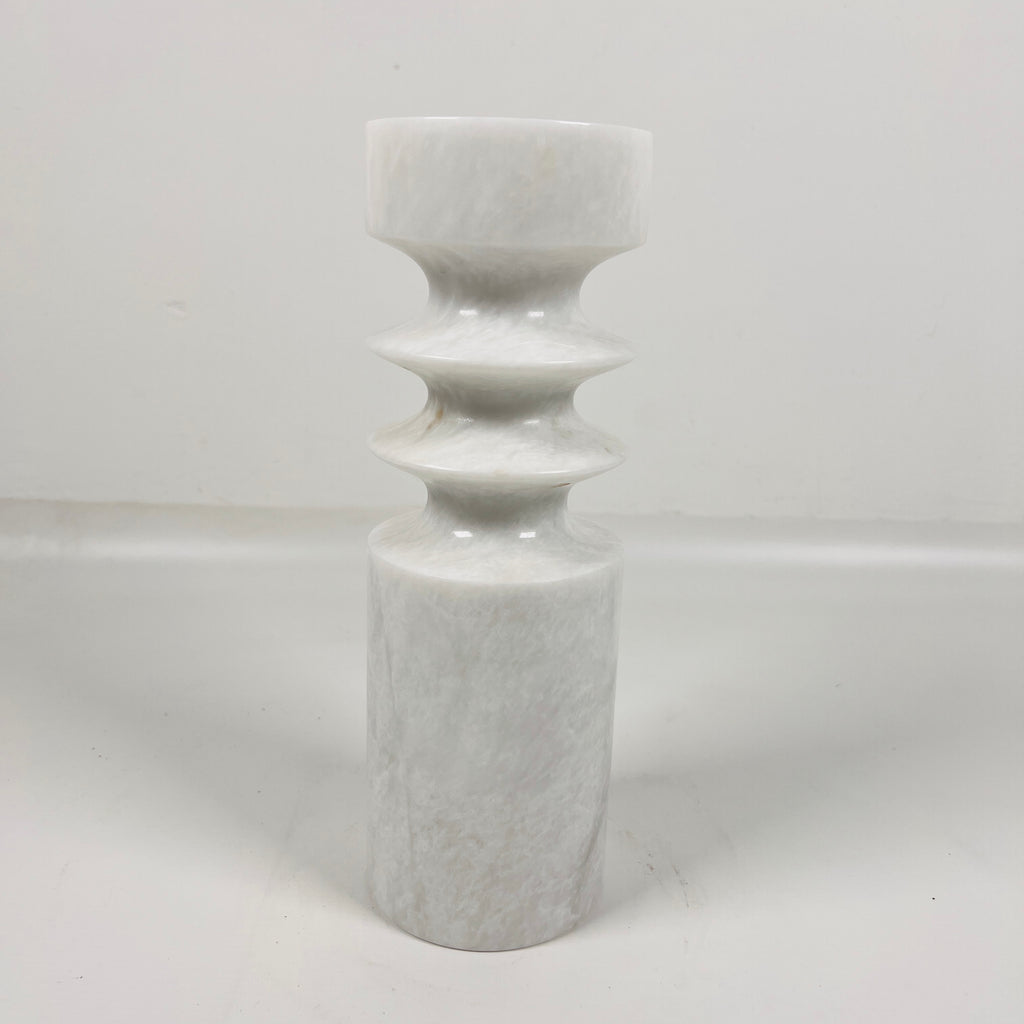 Bulged Disc Light Grey Marble Candle Stand (Small)