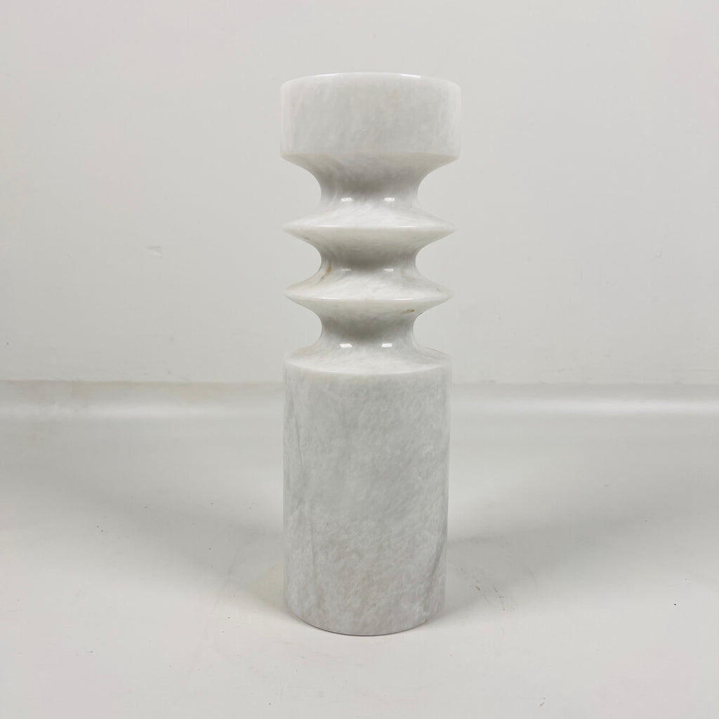 Bulged Disc Light Grey Marble Candle Stand (Small)