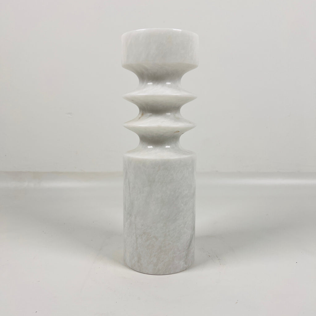 Bulged Disc Light Grey Marble Candle Stand (Small)