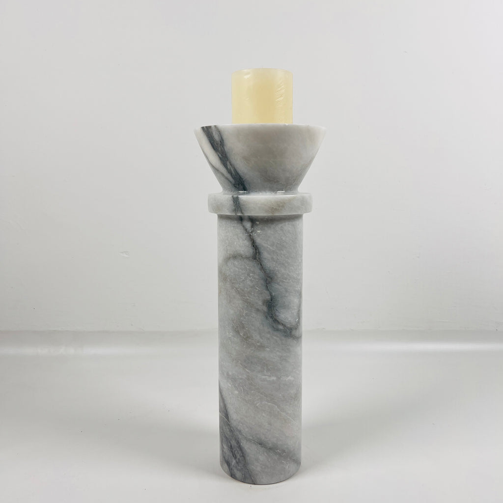 Torch Top Grey Marble Candle Stand