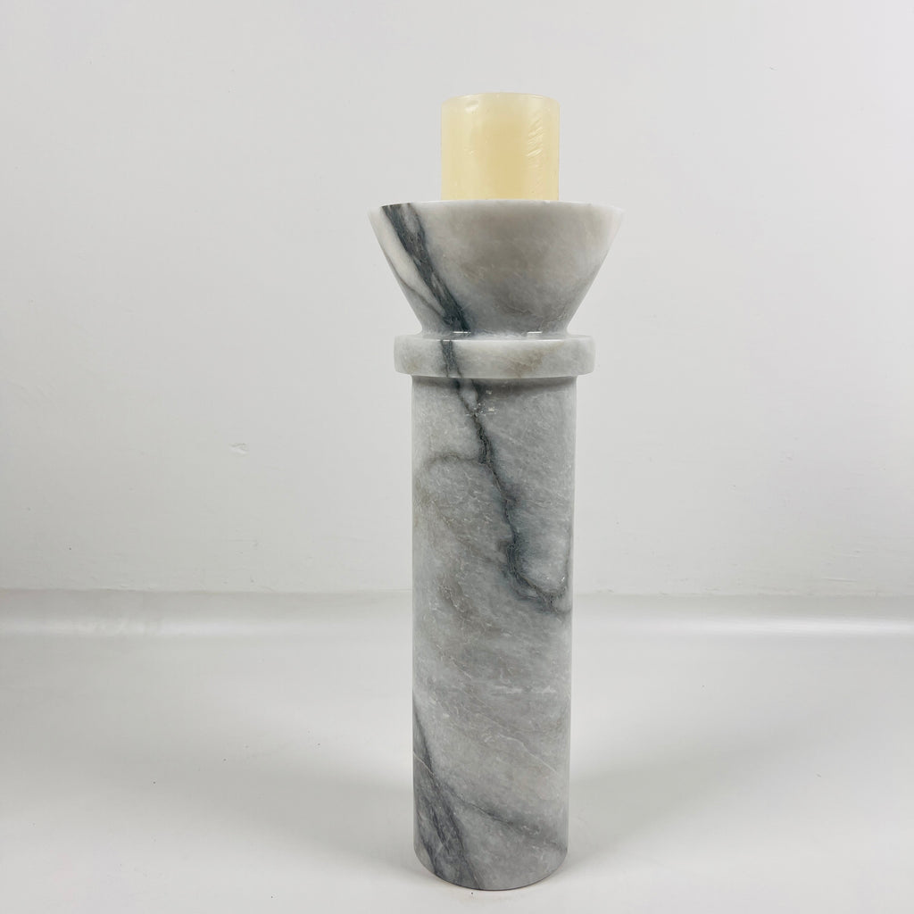 Torch Top Grey Marble Candle Stand