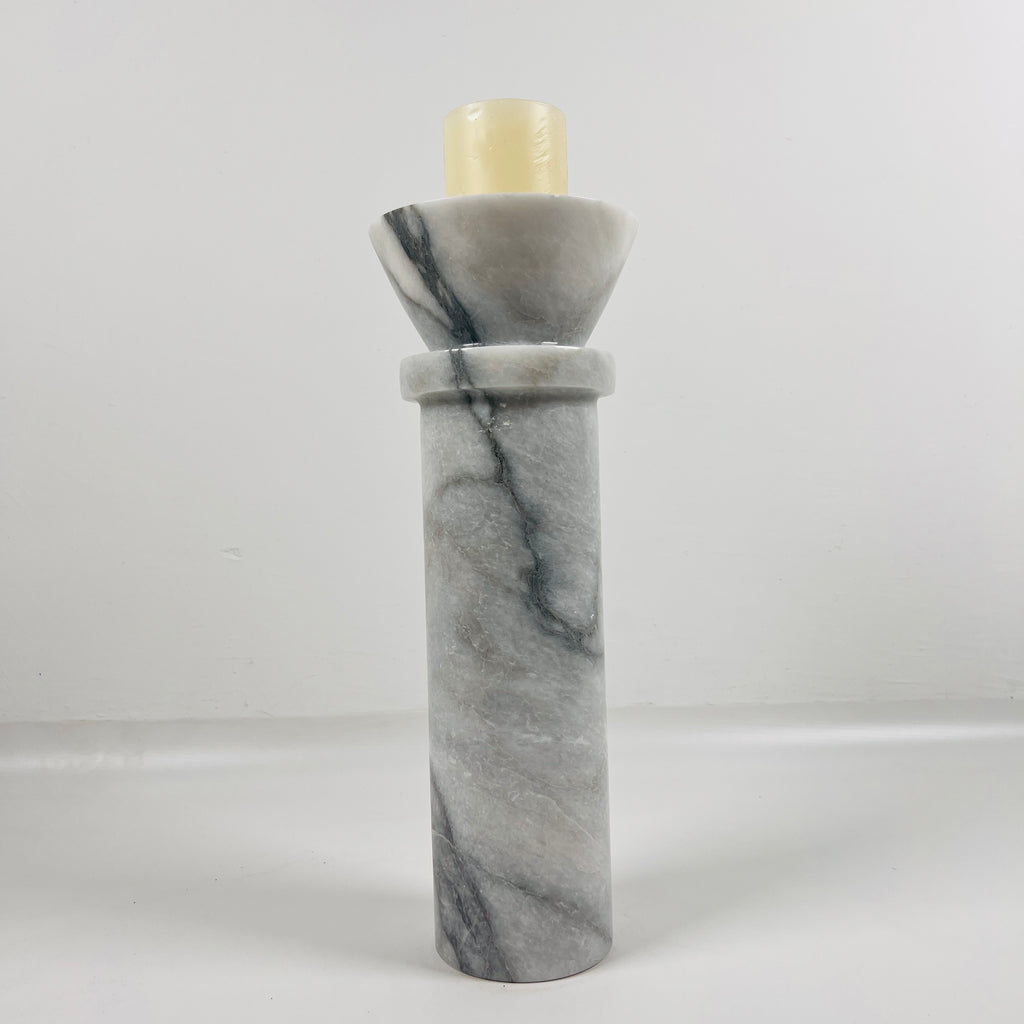 Torch Top Grey Marble Candle Stand