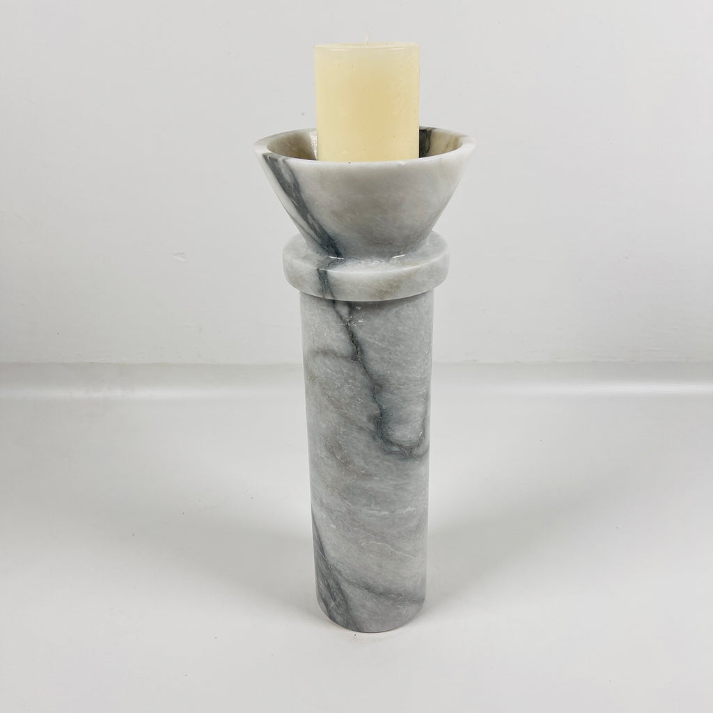 Torch Top Grey Marble Candle Stand