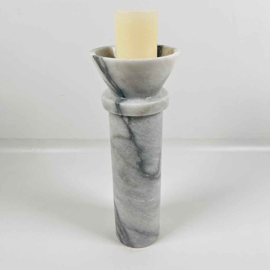 Torch Top Grey Marble Candle Stand