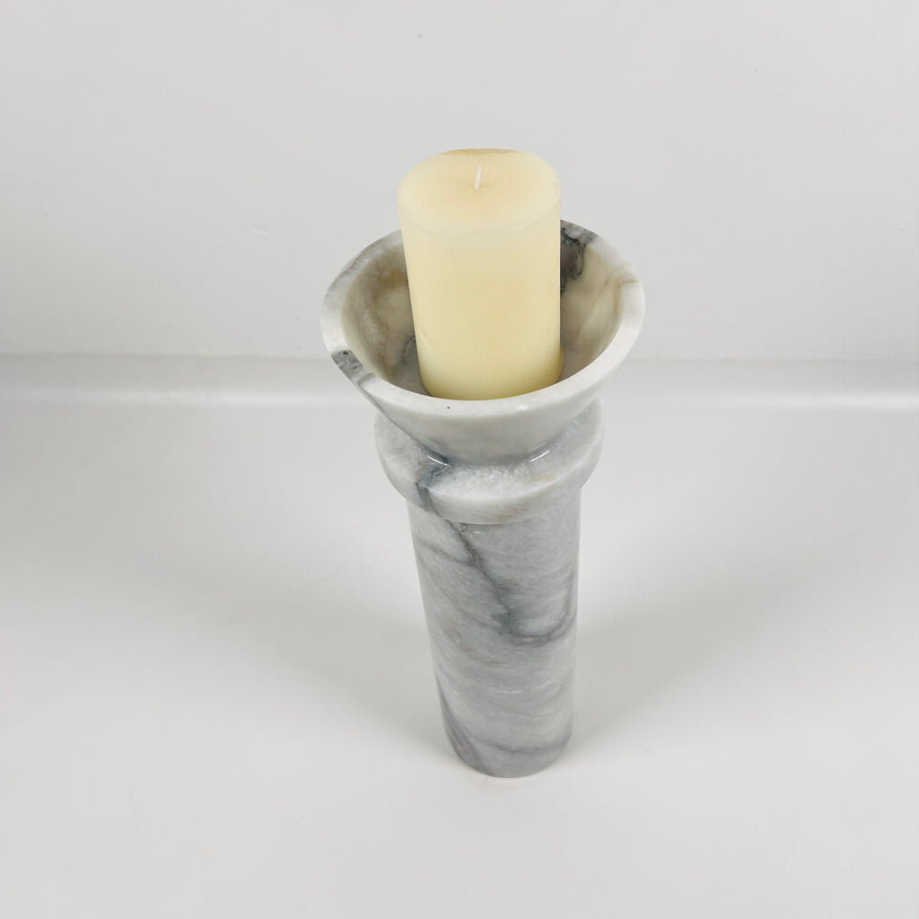 Torch Top Grey Marble Candle Stand